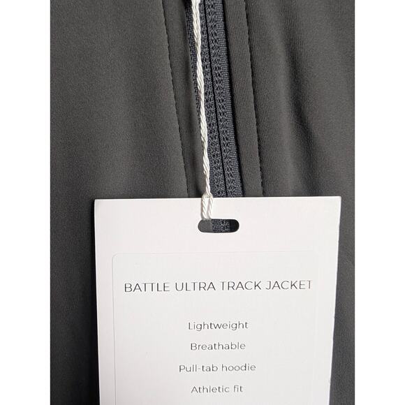 Battle Ultra Track Jacket Mens Medium Gray Athletic Fit Hooded Zip-Up 51AP500006 - Picture 3 of 5